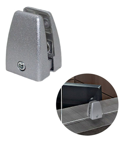 Suporte P/ Fixa Divisorias Piso E Parede Na Cor Prata 3 Pçs