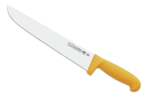 Cuchillo Carnicero Tres Claveles Mango Plast Amarillo 25 Cms