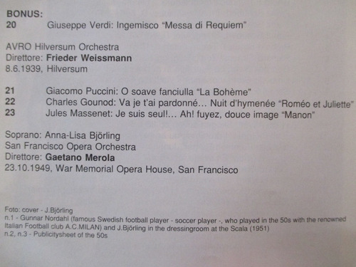 Imagen 3 de 6 de Jusi Björling In Concert (myto Records 1 Mcd 912.39) Italy