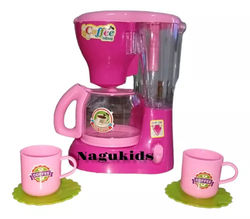 Electrodomésticos de cocina gourmet a pilas (tamaño infantil) tiene  cafetera rosa y blanca con cápsulas de café, mezcla maestro y licuadora