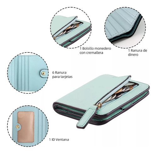Cartera Mujer Pequeño Con Rfid Bloquea, Mini Monedero Jr