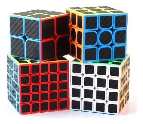 Pack Cubos Rubik Carbono X4 Set Profesional 2x2 A 5x5 Qiyi 