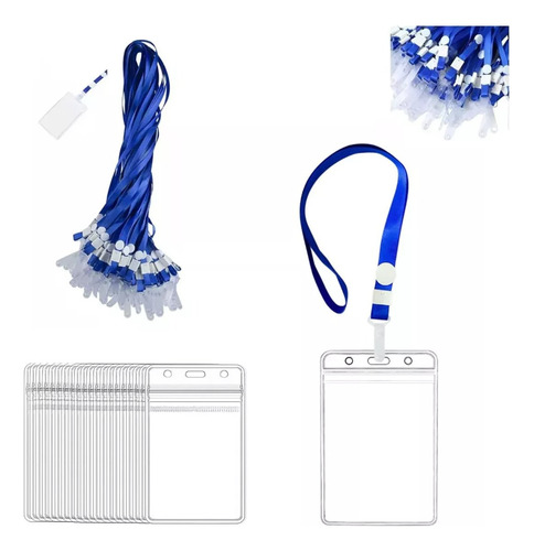 Pack 100 Porta Credenciales Transparente Incluye Lanyard