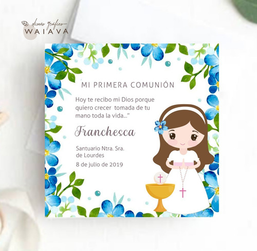 Imagen 2 de 10 de Estampas Tarjetas Primera Comunión De Nenas X 2u