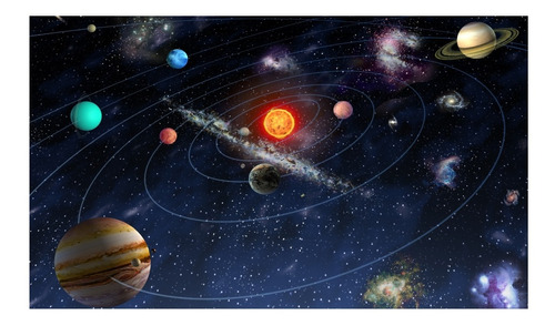 Adesivo Mapa Sistema Solar Planeta Céu Parede 120x70cm M67