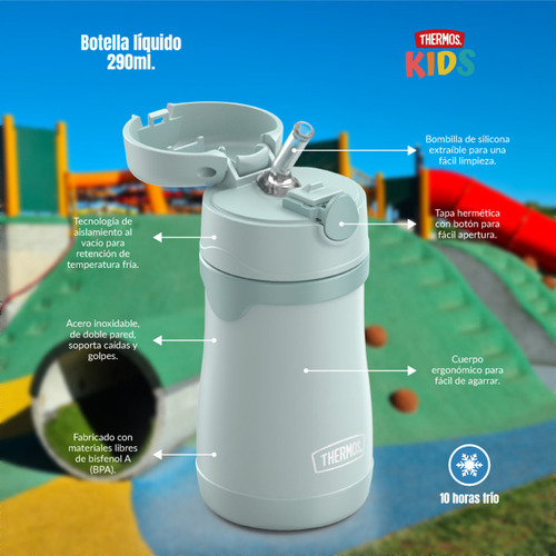 Botella Con Bombilla Thermos Sippy Kids 290ml Morado