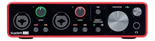 Interface de áudio Focusrite Scarlett 2i2 220V vermelha de 3ª geração