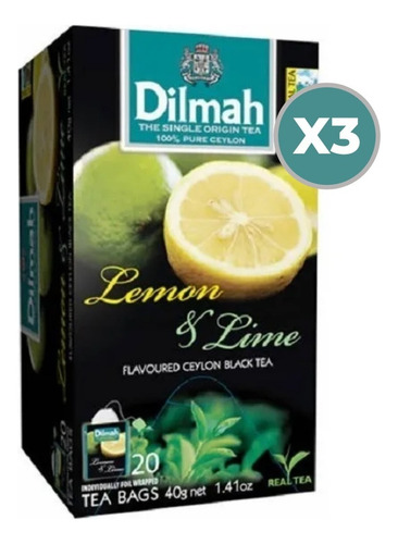 Te Dilmah Lemon & Lime 20 Saquitos Imp. Sri Lanka Pack X3