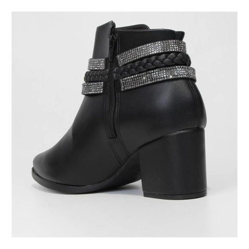 Imagem 5 de 6 de Bota Feminina Cano Curto Vizzano Salto Grosso Bico Fino Napa