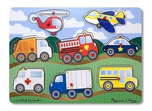 Melissa Doug Vehicles Peg Puzzle De Madera 8 Piezas