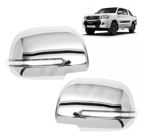 Set Cubre Espejos Cromo Con Luces Hilux 2012 2013 2014 2015