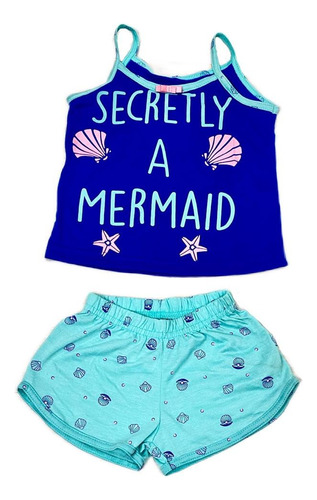 Pijama Infantil Menina Verão Sereia - Regata Com Short