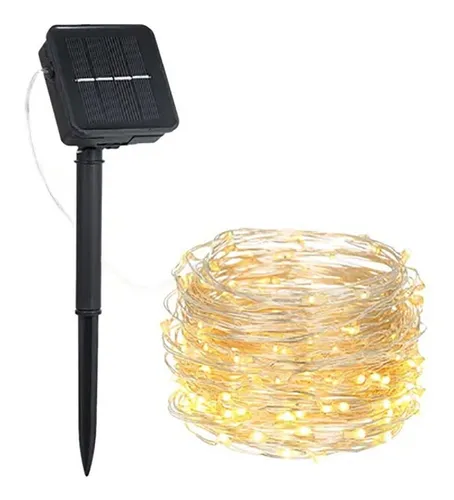Luces Guirnalda Hada Solar Alambre 50 Led Calido 7metros 