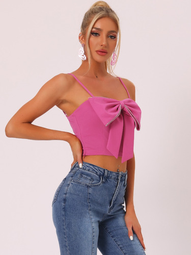 A Blusa Mujer Top Corto Sin Mangas Con Tirantes Finos Fiesta