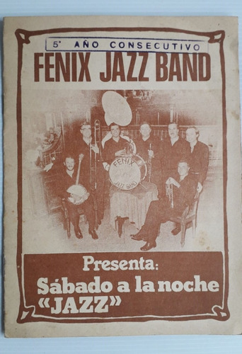 Programa Fenix Jazz Band Cafe Tortoni Bs As Folleto 1983