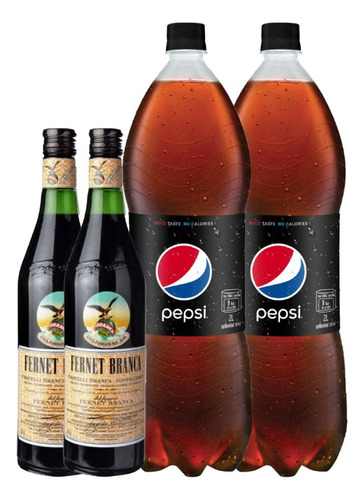 Combo Previa - 2 Fernet Branca 750ml + 2 Pepsi Black 2lt  