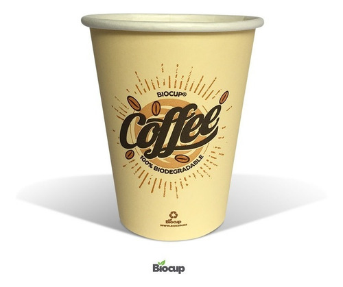 Vaso Ecológico De Papel 12 Oz Letras Biocup, Reciclable 100%