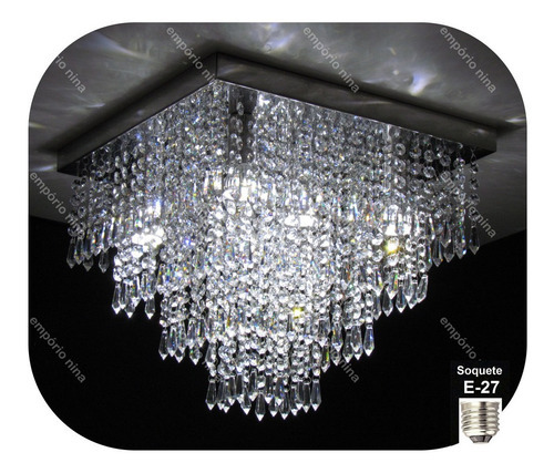 Lustre Luminária Plafon De Cristal K9 Cadore Legítimo - C42 Cor Prateado 110V/220V