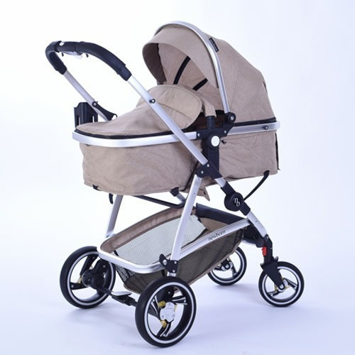 Coches Bebe Coche Cuna Aluminio Moises Cinturon Canasto Mli Color Beige Chasis Gris