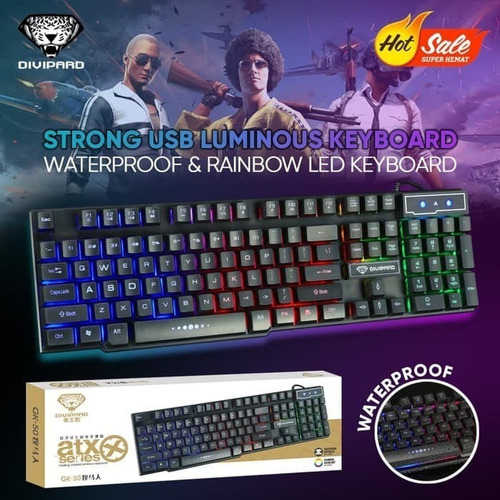Imagen 6 de 10 de Teclado Gamer Gk-50 Divipard Retroiluminado Luz Led