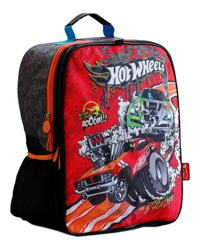 Mochila Espalda Grande 16 PuLG Hot Wheels Con Pista Y Sonido