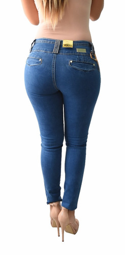 Pantalones Colombianos Jeans Dama Mezclilla Push Up V-f17