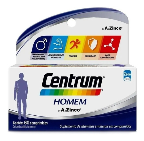 Suplemento em comprimidos GSK  Centrum Homems cálcio Centrum Homems em caixa de 72g 60 un