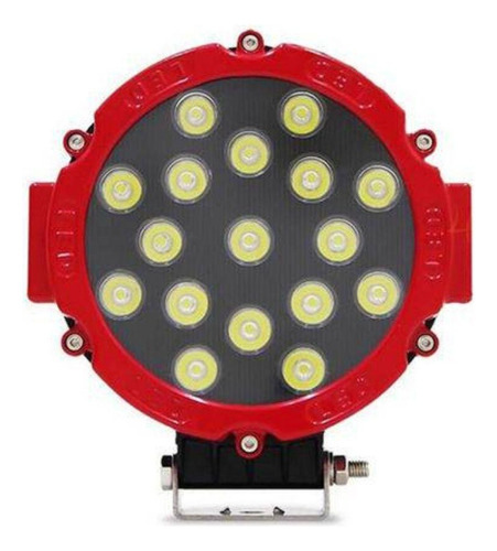 Farol Auxiliar De Led Redondo 17 Leds Carcaça Vermelha 51w