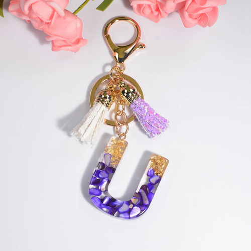 Llavero Con Colgante Meilibaby, Cristal De Resina, Letra V