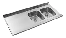 Comprar Mesada Con Doble Bacha 140x61 Johnson Acero Inoxidable Color DERECHA