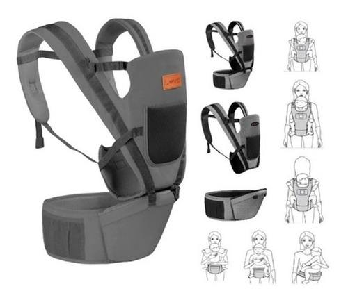 Imagen 3 de 5 de Mochila Porta Bebe 15kg Ergonomica Hip-seat 8 En 1 Love 4009