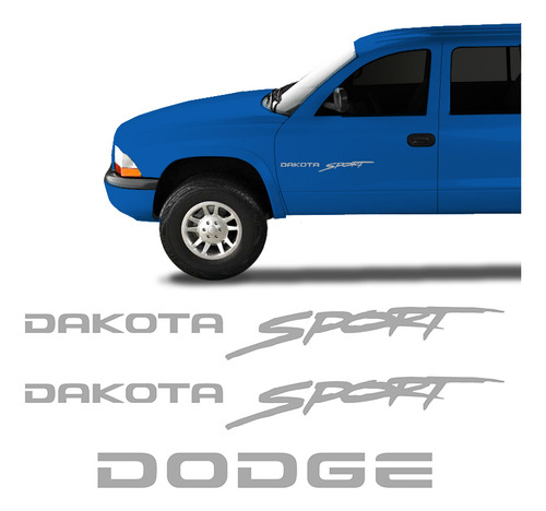 Kit Adesivos Dakota Sport Dodge Emblemas Laterais E Traseiro