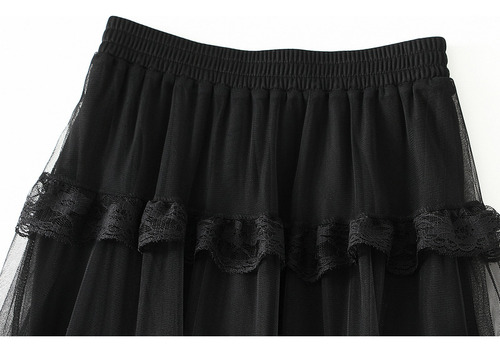 Bolo Feminino De Cintura Alta, Saia Em Camadas, Saia De Rend