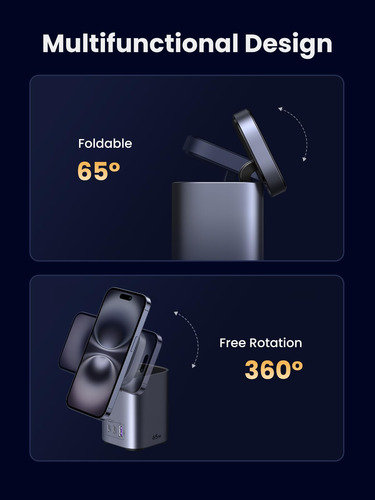 Estación De Carga Ugreen Nexode 65w Gan Con 15w Qi2 Wireless