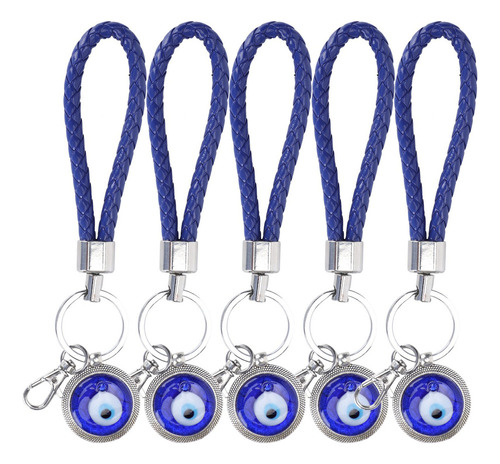 . 5 Chaveiros Turcos Olho Da Sorte Azul Amuleto Pingente L