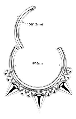 Piercing Arete Picos Punk Titanio G23 Astm F136 Unisex