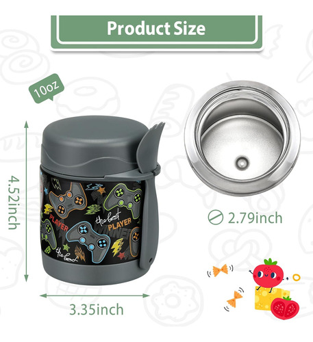 Termo De Sopa De 10 Oz Para Niños De Comida Caliente, Tarro