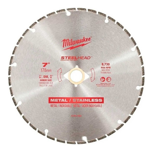 Disco Diamantado Corte Metal Milwaukee 49-93-7820 7 PuLG Color Gris