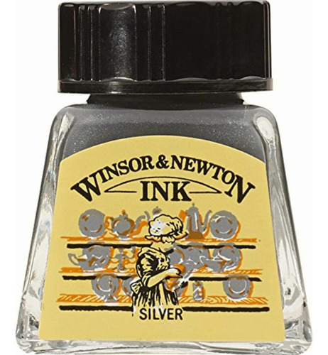 Winsor & Newton Botella De Tinta De Dibujo, Plateado, 14-ml