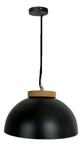 Colgante Aplique Negro Madera, Acero Ø40cm + Lampara I Nido