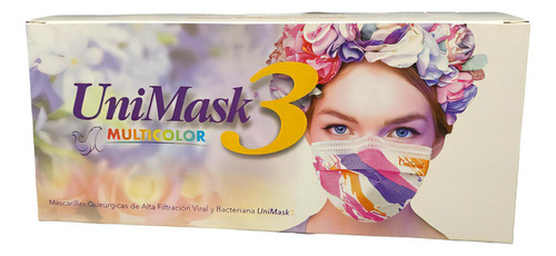 Unimask 3 Cubrebocas 3 Capas Termosellado Uniseal Blanco C50 Color Multicolor