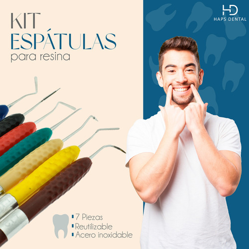 7 Pzas De Espatulas Para Resinadental Mango De Silicona Kit