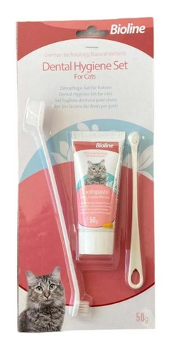 Set De Higiene Dental Con Cepillo Para Mascota Gato Bioline 