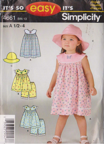 Pattern 4661  Toddlers 'vestido Parte Superior Braguita 1