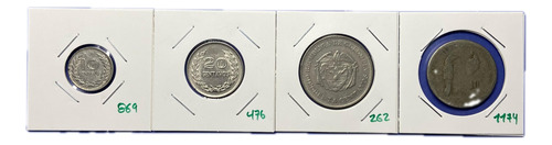 4 Monedas Colombianas De 10, 20, 50 Centavos Y 10 Pesos 