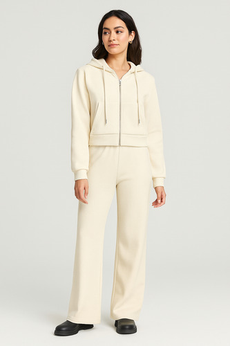 Conjunto De Micropana Acanalada - Temporada Otoño/invierno Beige Lisa Xl
