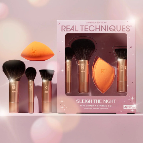 Pincel Real Techniques Sleigh The Night 4 Peças Cor Dourado