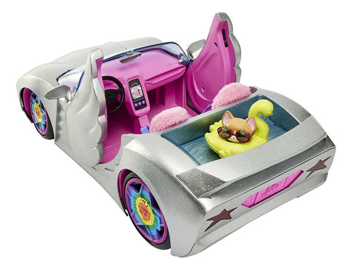 Barbie Vehículo Extra, Coche Plateado Brillante De 2 Plazas