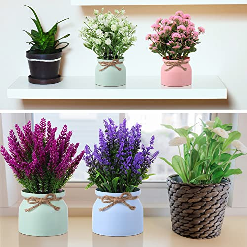 Cindeer 8 Piezas De Flores Artificiales En Maceta Plantas F