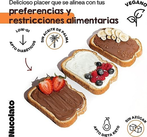 Nutella Vegana Sin Lácteos Sin Azúcar Añadida Nucolato 350 G